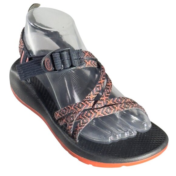 CHACO Kid's Adjustable Strap Padded Eclipse Hiking Sandals Black/Orange Size 5 - Picture 1 of 10